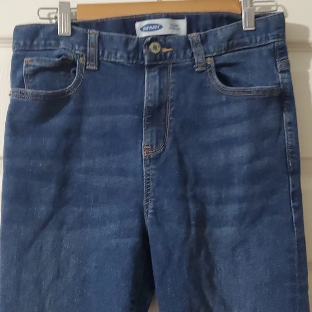 Old Navy Straight Jeans Built-in Flex boys size 18 11 Inch Rise Dark Wash Blue
